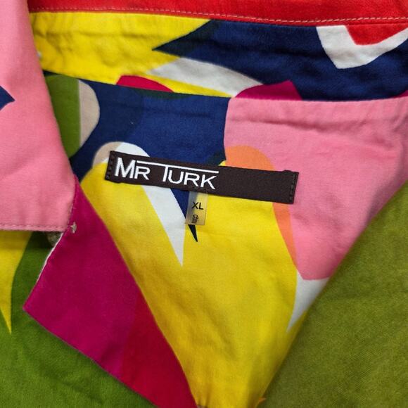 Mr Turk Floral Vibrant Short Sleeve Button Shirt Men XL READ - Picture 5 of 10